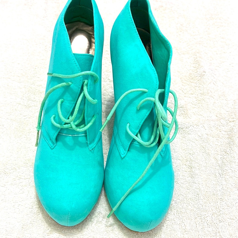 4 inch sea green platform dress shoes